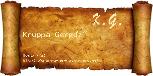 Kruppa Gergő névjegykártya